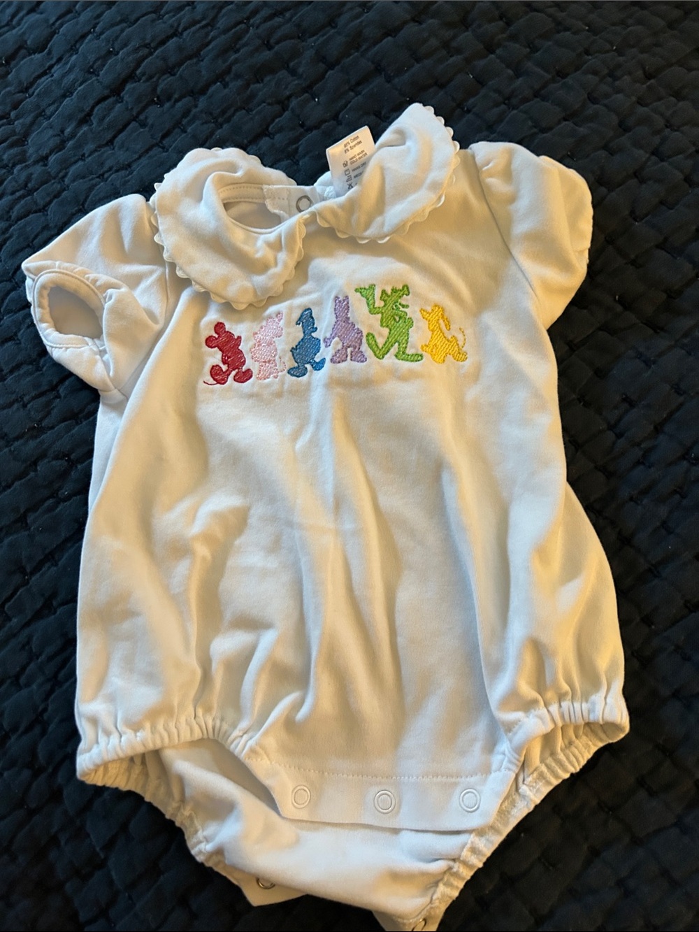 Mickey Mouse and friends custom embroidered silhouette bubble with ricrac collar